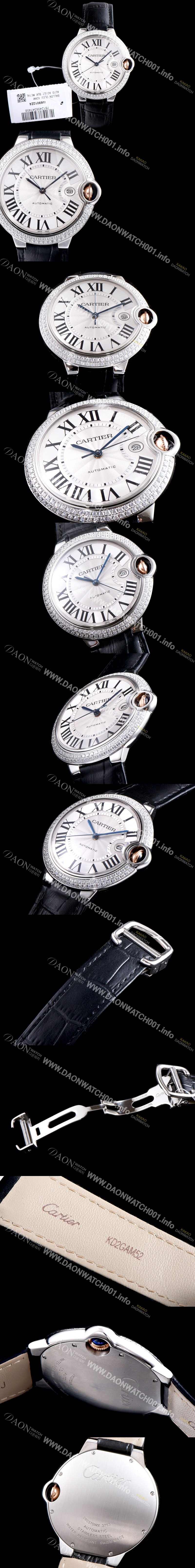 레플리카 [까르띠에] 남성용 2019신상 발롱블루 42mm 다이아몬드 베젤 ETA2824-2 오토매틱 무브먼트 CAR0102