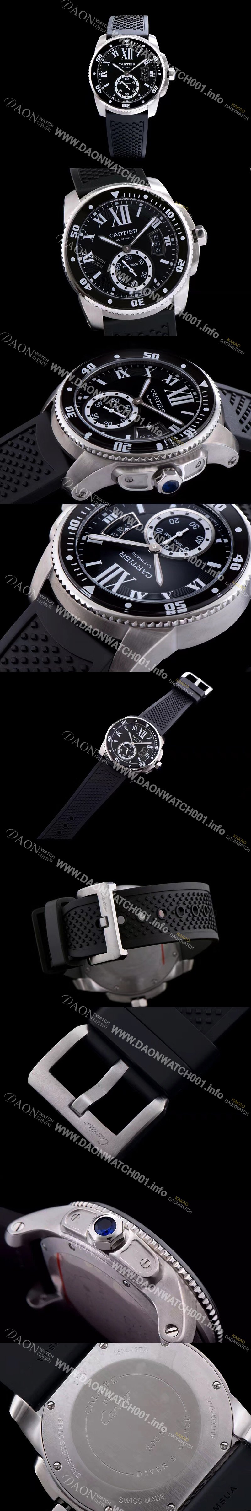 레플리카 [까르띠에] 남성용 칼리브 드 까르띠에 다이버 블랙 다이얼 오토매틱 무브먼트 CAR0121