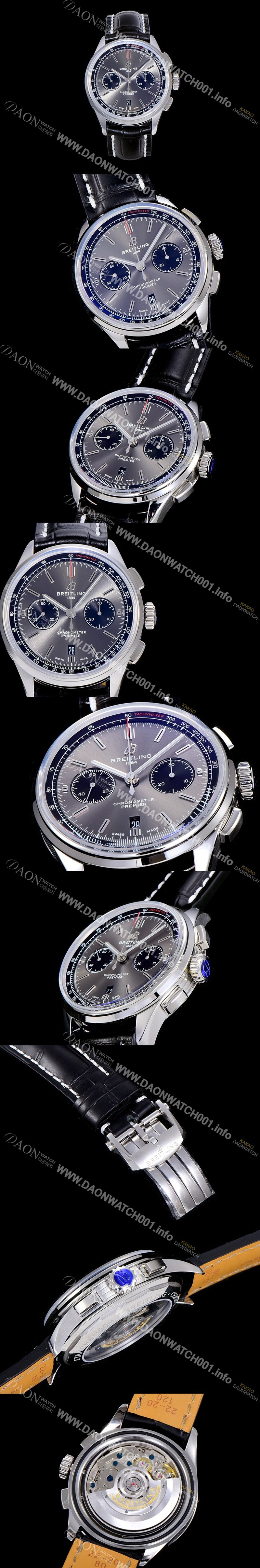 레플리카 [브라이틀링]남성용 프리미에르 01 크로노그래프 오토매틱 42mm 그레이다이얼 BRE84593