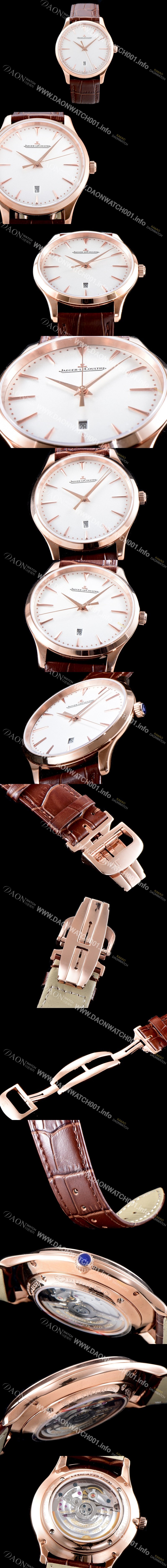 레플리카 [예거르꿀뜨르] 남성용 마스터 울트라 씬 데이트 1282510 18k 로즈골드 에그쉘 베이지 다이얼 오토매틱 무브먼트 JAG0401