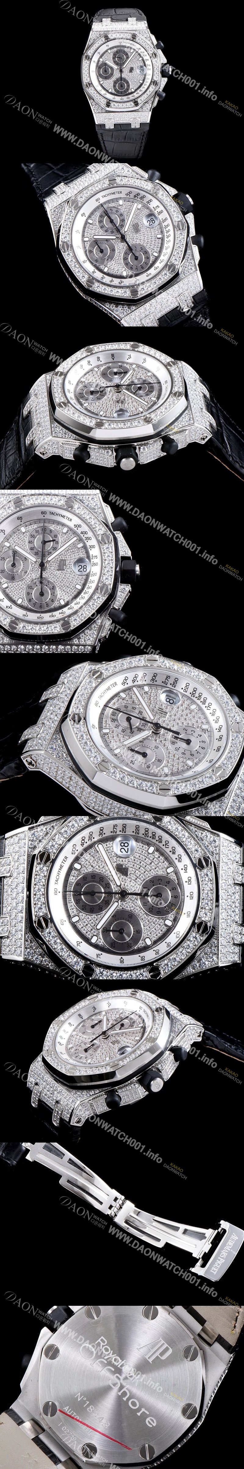 레플리카 [오데마피게] 남성용 로얄오크 오프쇼어 26067BC.ZZ.D002CR.01 크로노그래프 럭셔리다이아 풀페이버 다이아몬드 다이얼 오토매틱 무브먼트 AUD0401