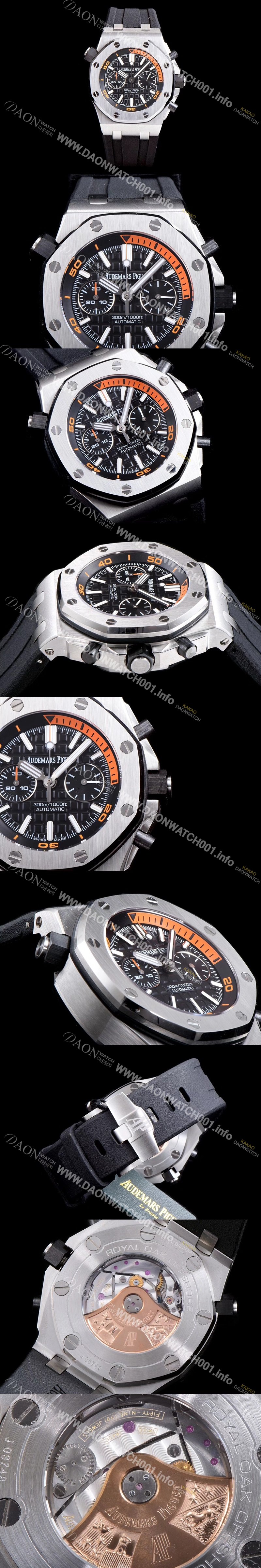 레플리카 [오데마피게] 남성용 로얄오크 오프쇼어 다이버 26703ST.OO.A027CA.01 1:1 베스트 에디션 크로노그래프 블랙 러버 스트랩 오토매틱 무브먼트 AUD0220