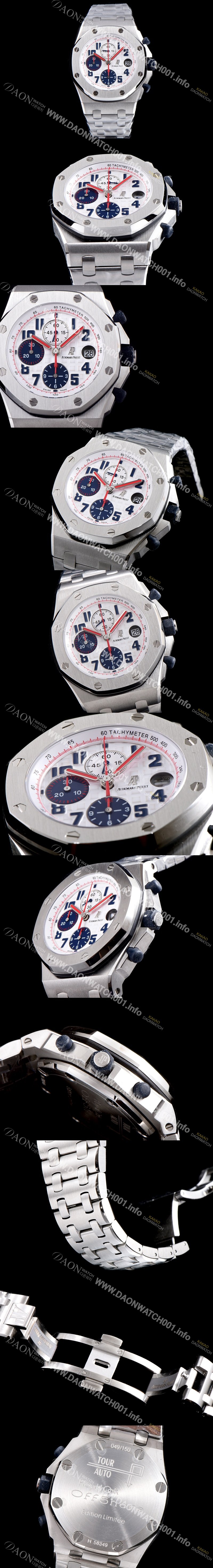 레플리카 [오데마피게] 남성용 로얄오크 오프쇼어 26170ST.OO.D101CR.02 판다 다이얼 에디션!!크로노그래프 화이트 와플 다이얼 브레이슬릿 오토매틱 무브먼트 AUD0214