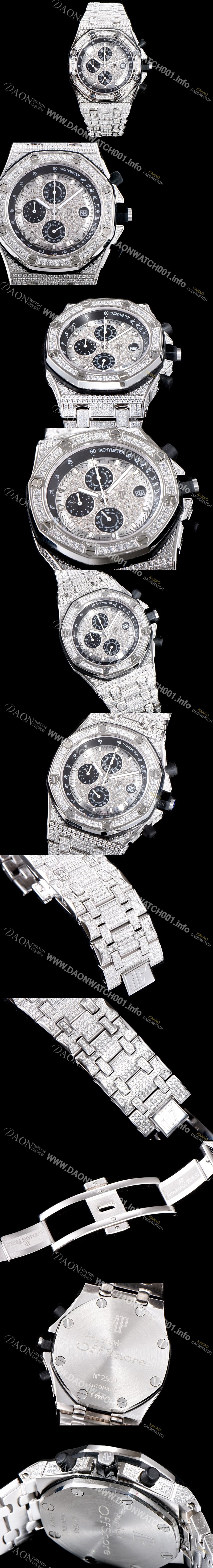 레플리카 [오데마피게] 남성용 최고급 소재!!로얄오크 오프쇼어 26473BC.ZZ.8043BC.01 최상급쥬얼 화이트 골드 풀다이아몬드 세팅 크로노그래프 브레이슬릿 일본 수입산 VK쿼츠 무브먼트 AUD0101