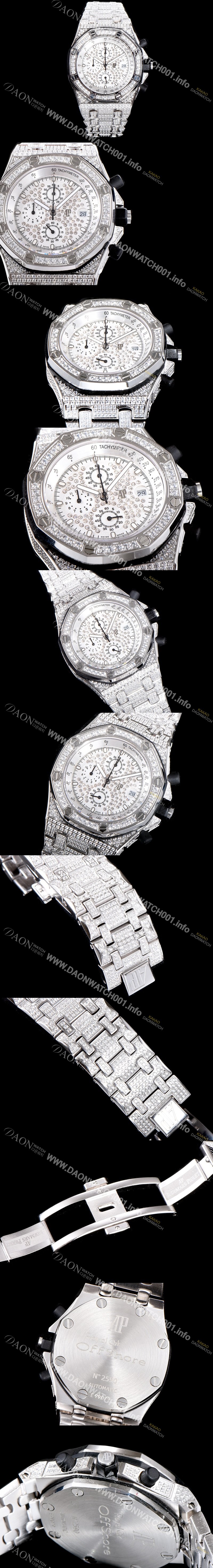 레플리카 [오데마피게] 남성용 최고급 소재!!로얄오크 오프쇼어 26473BC.ZZ.8043BC.01 최상급쥬얼 화이트 골드 풀다이아몬드 세팅 크로노그래프 브레이슬릿 일본 수입산 VK쿼츠 무브먼트 AUD0100