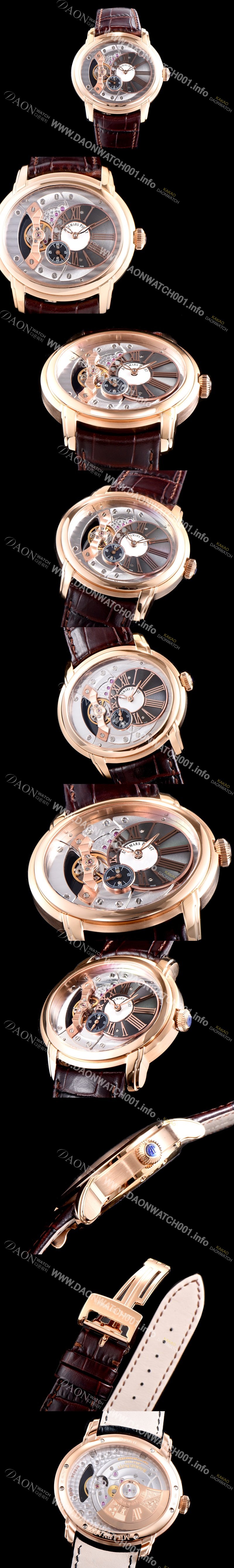 레플리카 [오데마피게] 남성용 밀레어리 최신형 업그레이드 모델 15350OR.OO.D093CR.01 18K 로즈골드 칼리버 4101 실버 스켈레톤 다이얼 오토매틱 무브먼트 AUD0100