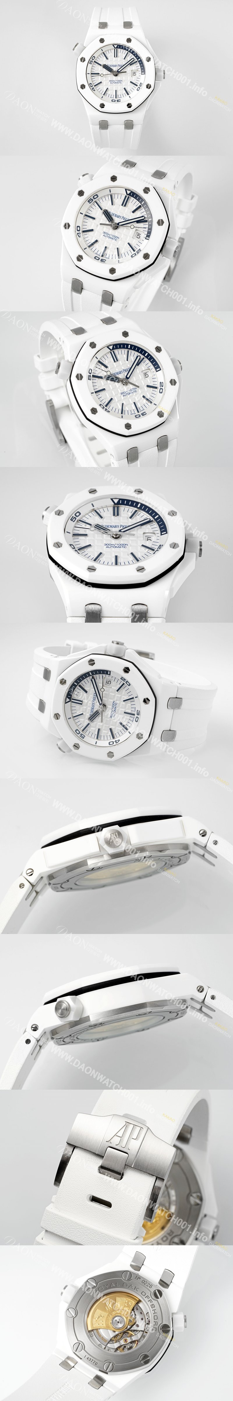 레플리카 [오데마피게] 남성용 로얄오크 오프쇼어 15707CB.OO.A010CA.01 오토매틱 Cal.3120 타입 화이트 세라믹소재  42mm 우레탄줄 민트 화이트다이얼 aud5219