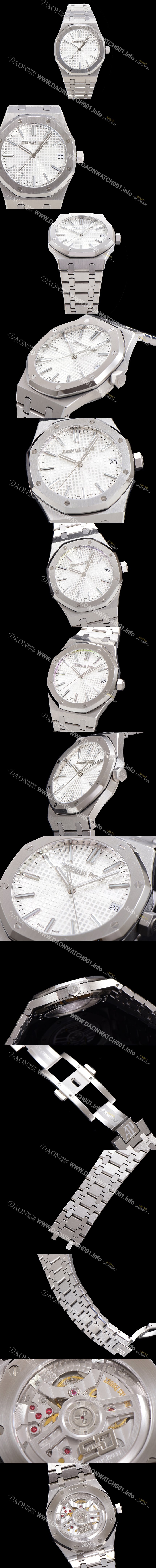 레플리카 [오데마피게] 남성용 로얄오크 15510 오토매틱 Cal.4302타입 메탈줄 화이트다이얼  aud5129