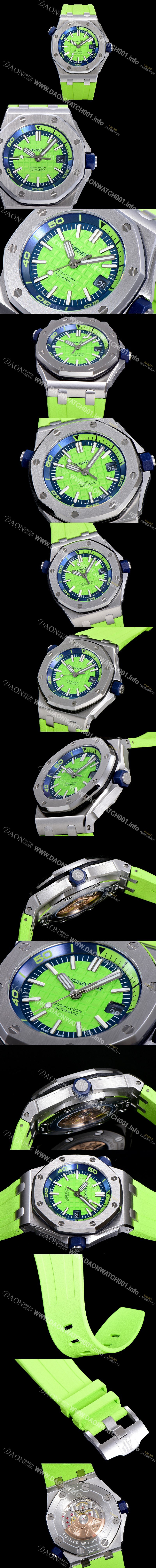 레플리카 [오데마피게] 남성용 옐로 세라믹 다이버!!로얄오크 오프쇼어15710ST.OO.A038CA.01 옐로 와플 다이얼 오토매틱 무브먼트 AUD12255