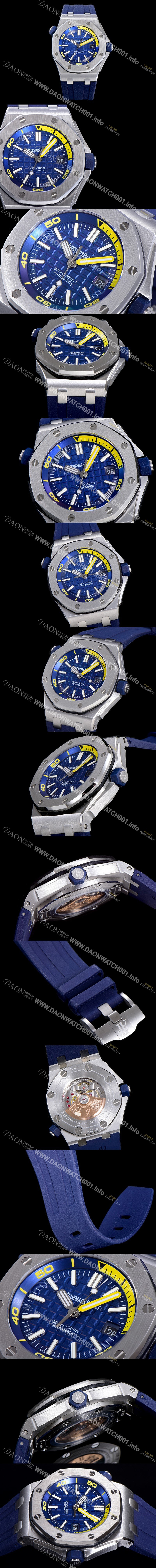 레플리카 [오데마피게] 남성용 옐로 세라믹 다이버!!로얄오크 오프쇼어15710ST.OO.A038CA.01 옐로 와플 다이얼 오토매틱 무브먼트 AUD12297