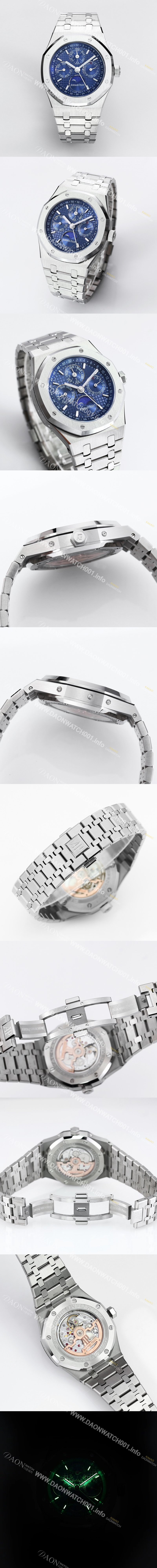 레플리카 [오데마피게] 남성용 로얄오크 26574 퍼페츄얼 캘린더 문페이즈 41mm 블루 다이얼 신형 5134 오토매틱 무브먼트 AUD4201