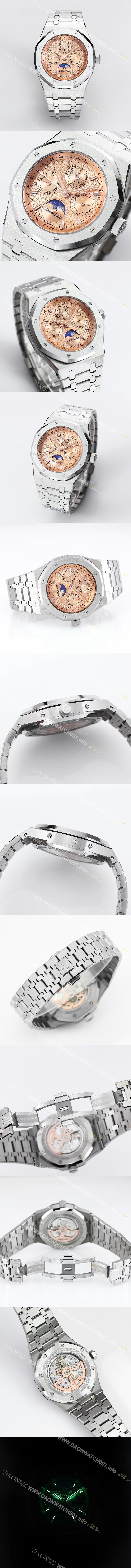 레플리카 [오데마피게] 남성용 로얄오크 26574 퍼페츄얼 캘린더 문페이즈 41mm 로즈골드 다이얼 신형 5134 오토매틱 무브먼트 aud4207