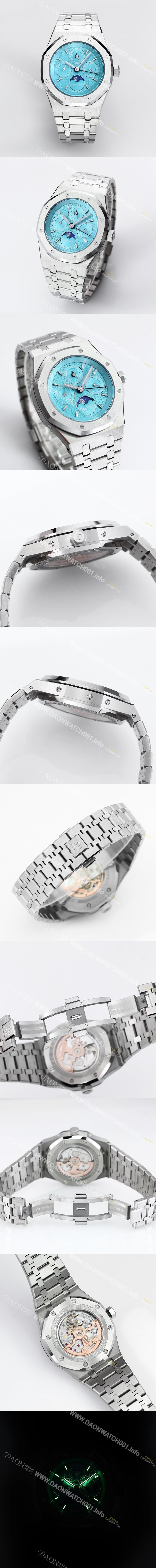 레플리카 [오데마피게] 남성용 로얄오크 26574 퍼페츄얼 캘린더 문페이즈 41mm 티파니블루 다이얼 신형 5134 오토매틱 무브먼트 aud4209