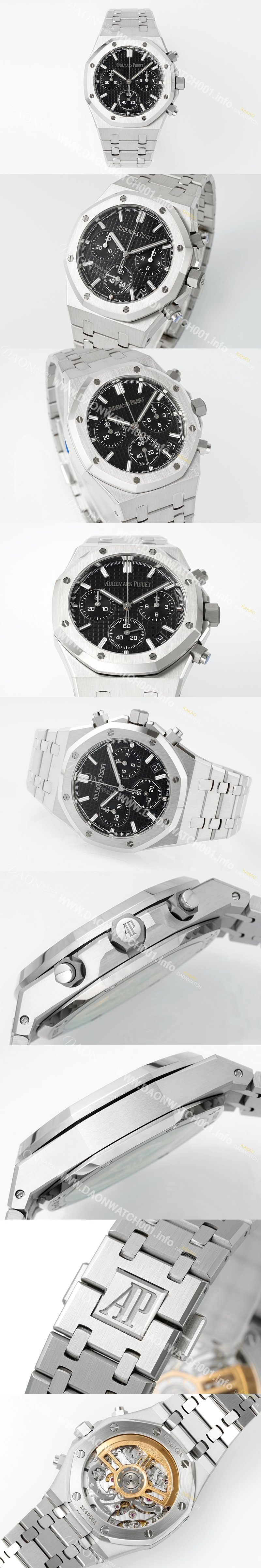 레플리카 [오데마피게] 남성용 로얄오크 26240ST.OO.1320ST.06 크로노그래프 41mm 오토매틱 Cal.4401 무브먼트 블랙 와플 다이얼 aud6551