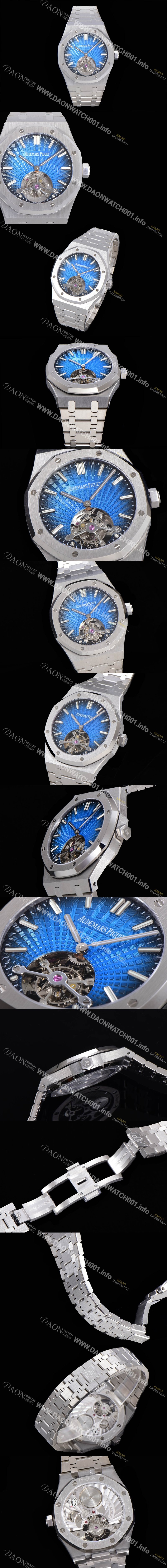 레플리카 [오데마피게] 남성용 로얄오크 Calibre 2924 투어빌론/수동기계식 41미리 금장 18K로즈골드 블랙다이얼 AUD75238