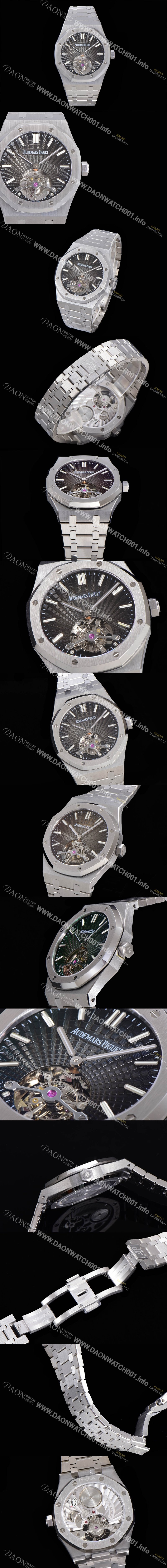 레플리카 [오데마피게] 남성용 로얄오크 Calibre 2924 투어빌론/수동기계식 41미리 금장 18K로즈골드 블랙다이얼 AUD75247