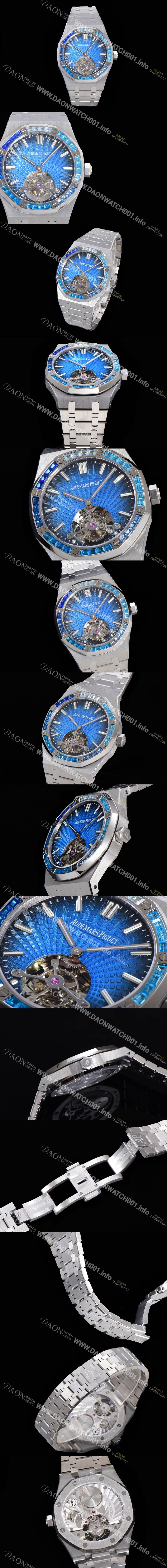 레플리카 [오데마피게] 남성용 로얄오크 Calibre 2924 투어빌론/수동기계식 41미리 금장 18K로즈골드 블랙다이얼 AUD75248