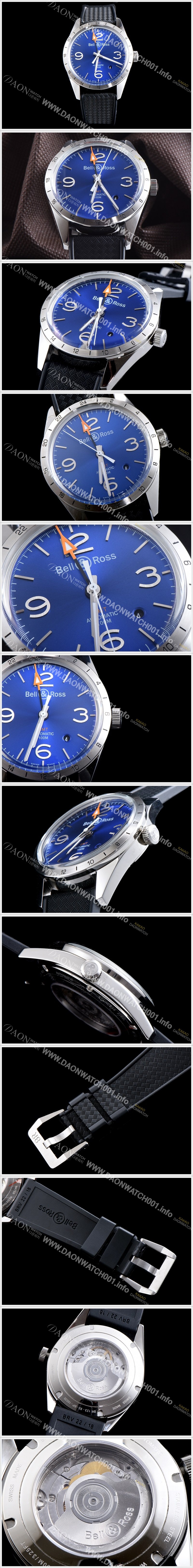 레플리카 [벨엔로즈] 남성용 빈티지 BRV123-BL-GMT/SRB GMT 신형 모델 블루 다이얼 스위스 ETA 2836-2오토매틱 무브먼트 BEL4235