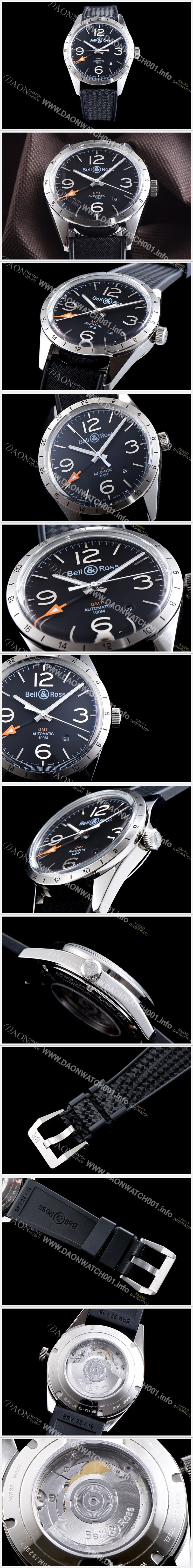 레플리카 [벨엔로즈] 남성용 빈티지 BRV123-BL-GMT/SRB GMT 신형 모델 블랙 다이얼 스위스 ETA 2836-2오토매틱 무브먼트 BEL4231