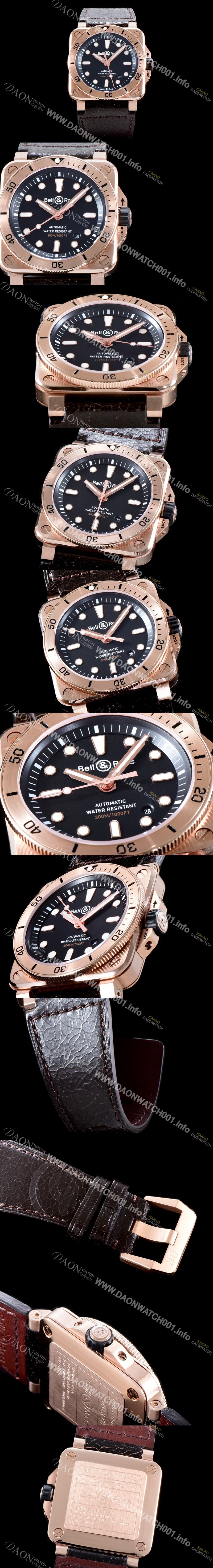 레플리카 [벨엔로즈] 남성용 2018년 신형다이버워치 UP!! 인스트루먼트 BR0392-D-BL-BR/SCA 고급스러운18K 로즈골드 블랙 다이얼 오리지날 미요타 9시리즈 오토매틱 무브먼트 BEL4200