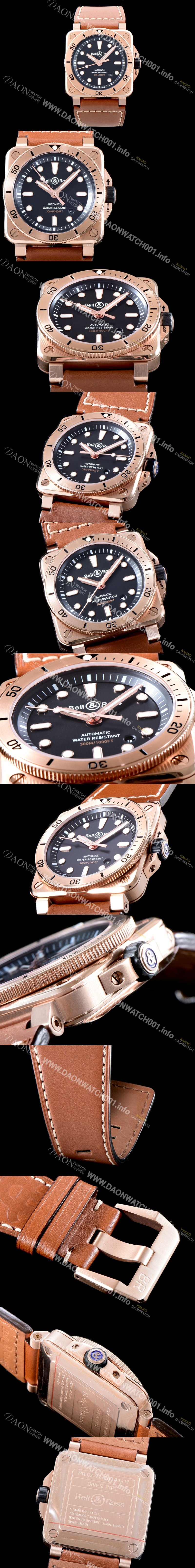 레플리카 [벨엔로즈] 남성용 2018년 신형다이버워치 UP!! 인스트루먼트 BR0392-D-BL-BR/SCA 고급스러운18K 로즈골드 블랙 다이얼 오토매틱 무브먼트 BEL4250