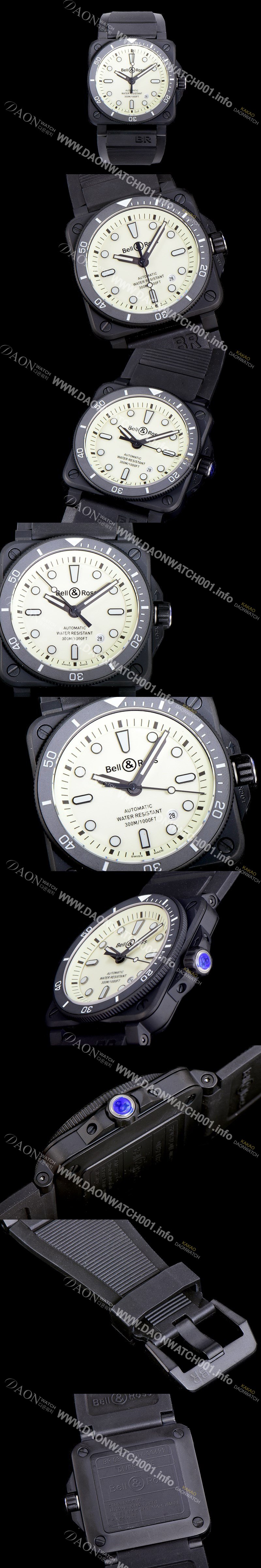 레플리카 [벨엔로스] 남성용 BR-03 인스트루먼트 PVD블랙코팅 오토매틱 9015무브먼트 42미리 러버우테탄줄 화이트다이얼 BEL71769