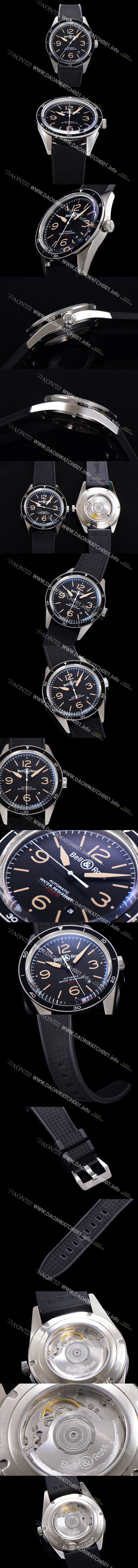 레플리카 [벨앤로즈] 남성용 빈티지  BR V2-92 스틸 해리티지 ETA2836-2 타입 오토매틱 41mm 우레탄줄 블랙다이얼 bel5131