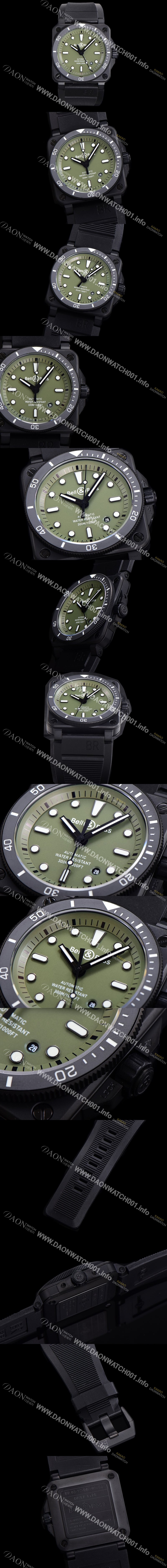 레플리카 [벨엔로즈] 남성용 BR03-92 다이버 오토매틱 ETA2836-2 타입 42mm 우레탄줄 그린다이얼 bel70872