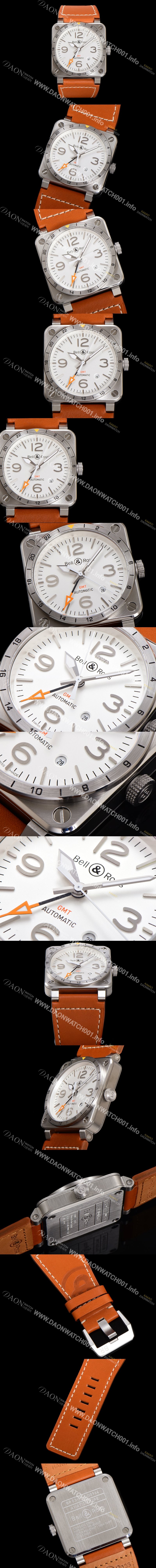 레플리카 [벨엔로즈] 남성용 인스트루먼트03 BR0393-GMT-STSCA 오토매틱 2836타입 42mm 우레탄줄 화이트 다이얼 bel4118