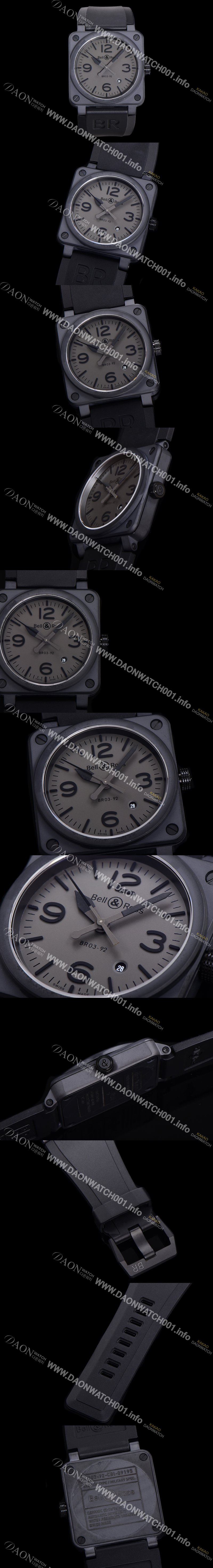 레플리카 [벨엔로즈] 남성용 BR03-92 다이버 세라믹 오토매틱 9015 타입 42mm 우레탄줄 블랙 다이얼 bel80299