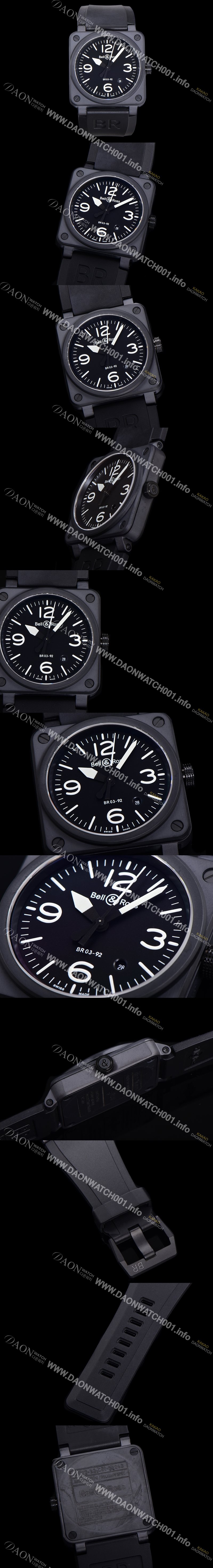 레플리카 [벨엔로즈] 남성용 BR03-92 다이버 세라믹 오토매틱 9015 타입 42mm 우레탄줄 블랙 다이얼 bel80301