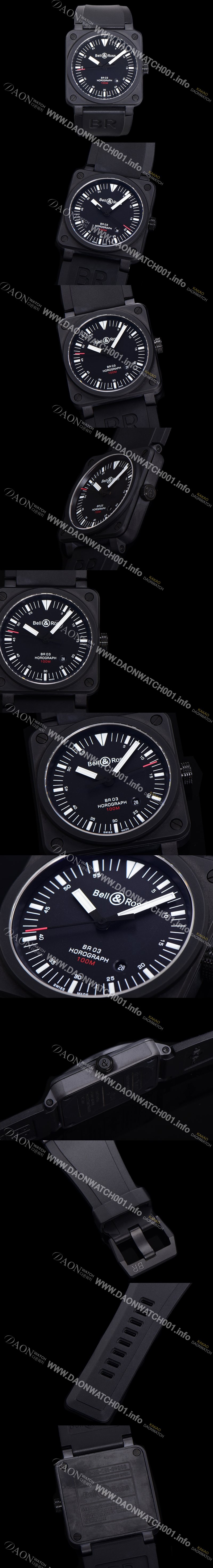 레플리카 [벨엔로즈] 남성용 BR03-92 다이버 세라믹 오토매틱 9015 타입 42mm 우레탄줄 블랙 다이얼 bel80302