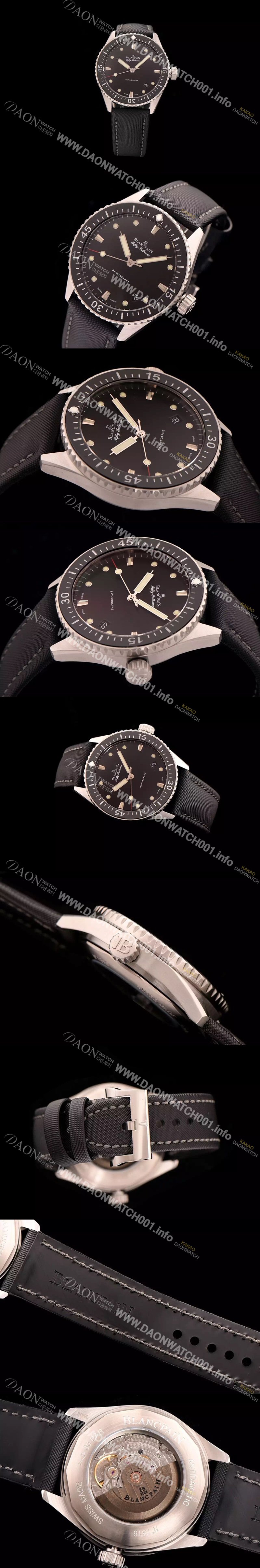 레플리카 [블랑팡] 남성용 5000-0130-B52 A 피프티패덤즈 다이버 블랙다이얼 BLA42020