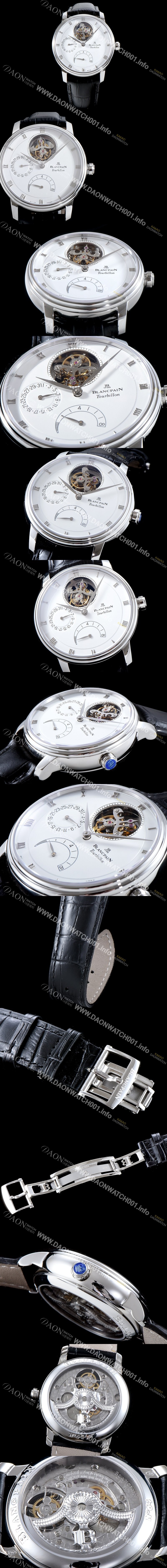 레플리카 [블랑팡] 남성용 빌레레 클래식 6025-1542-55B 투어빌론 화이트 다이얼 BLA4202