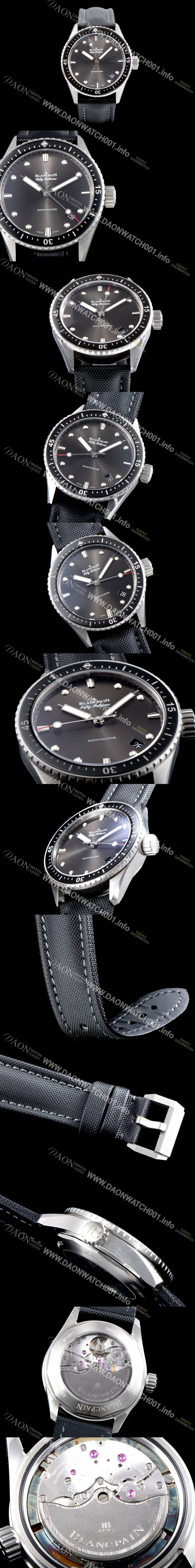 레플리카 [블랑팡] 남성용 피프티 패덤스 5000-1110-B52A 바티스카프 칼리버1315 다이버 워치 티타늄 베젤 그레이 다이얼 오토매틱 무브먼트 BLA4230