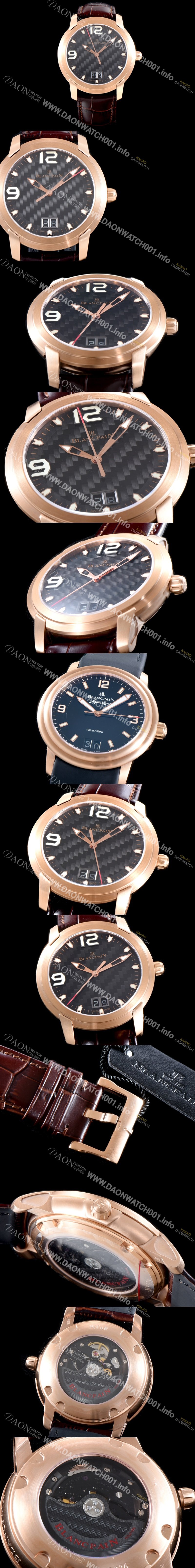 레플리카 [블랑팡] 남성용 L-에볼루션 R10-1103-53B 그랑데 빅데이트 타입 UP!! 고급스러운 18K로즈골드 케이스 블랙 텍스쳐드 다이얼 Cal.6950 오토매틱 무브먼트 BLA4202