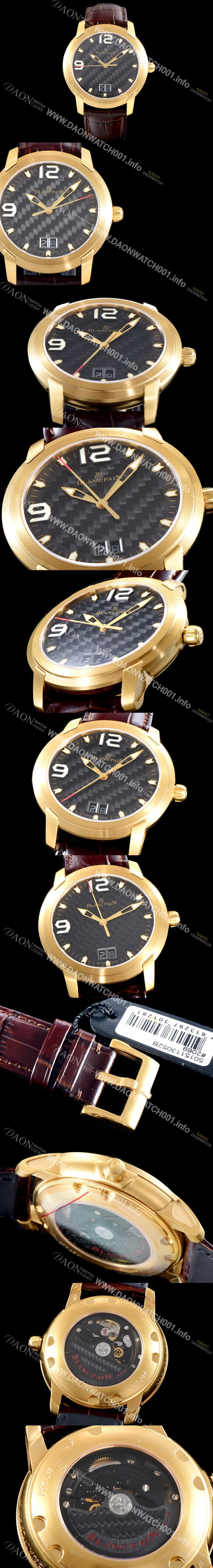 레플리카 [블랑팡] 남성용 L-에볼루션 R10-1103-53B 그랑데 빅데이트 타입 UP!! 고급스러운 18K옐로우골드 케이스 블랙 텍스쳐드 다이얼 Cal.6950 오토매틱 무브먼트 BLA4201