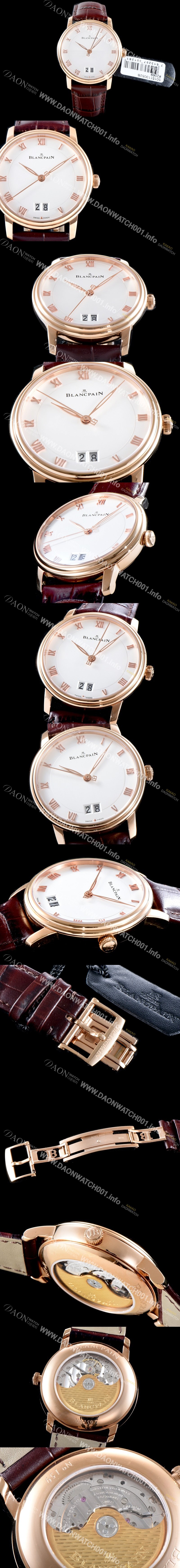 레플리카 [블랑팡] 남성용 빌레레 6669-3642-55B 그랑데 라지 데이트 울트라 슬림 40MM UP!! 고급스러운 18K로즈골드 케이스 화이트 다이얼 Cal.6950 오토매틱 무브먼트 BLA4203