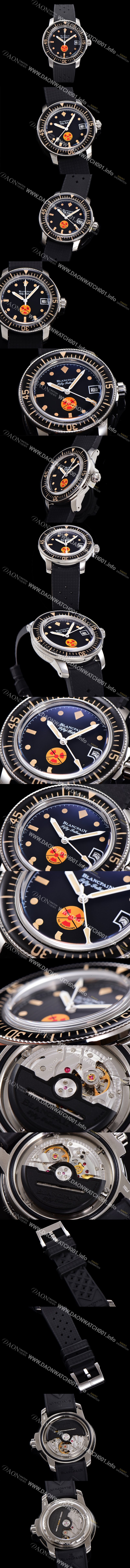 레플리카 [블랑팡] 남성용 1:1수제공정형 피프티패덤스 리미티드 에디션 오토매틱 ETA2836-2 타입 45mm 우레탄줄 세라믹 블랙다이얼 bla87428