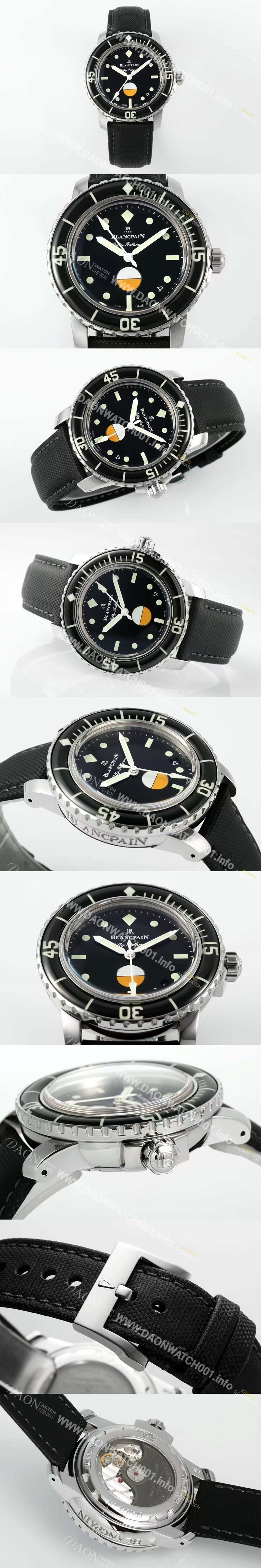 레플리카 [블랑팡] 남성용 피프티 패덤즈 MIL-SPEC 캔버스 5008-1130-B52A 40mm 오토매틱 Cal.1151타입 블랙 다이얼 bla4212