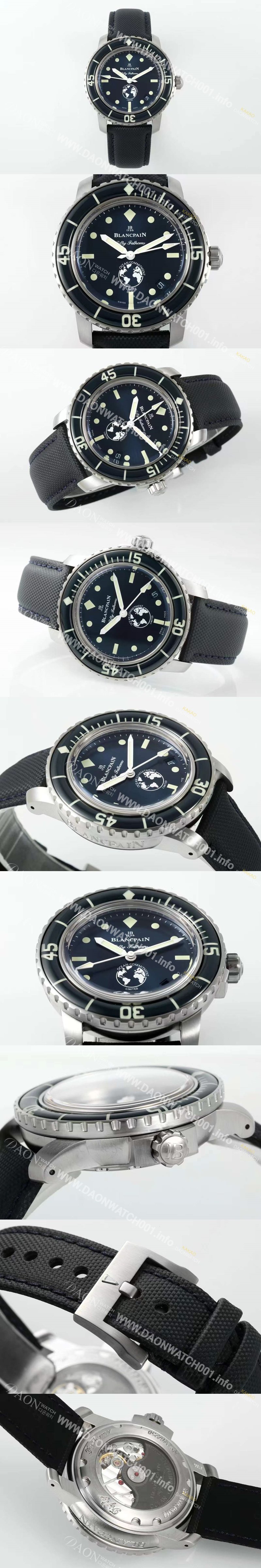 레플리카 [블랑팡] 남성용 피프티 패덤스 오션 커미트먼트 5008-11B40-52A 40mm 오토매틱 Cal.1151타입 블루 다이얼 bla4213