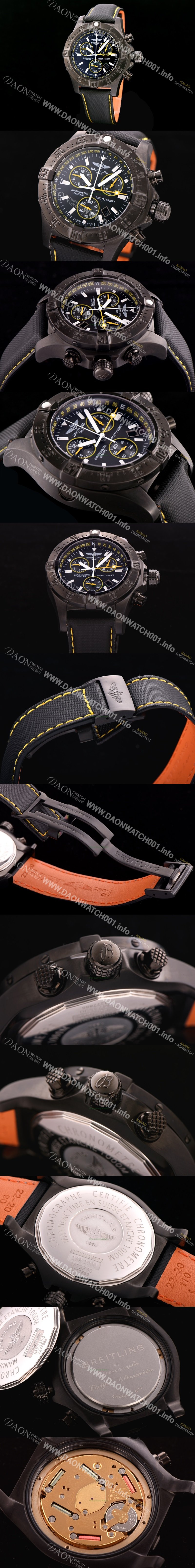 레플리카 [브라이틀링] 남성용 원드라이더 44mm 크로노그라프 쿼츠 블랙다이얼 BRE0400