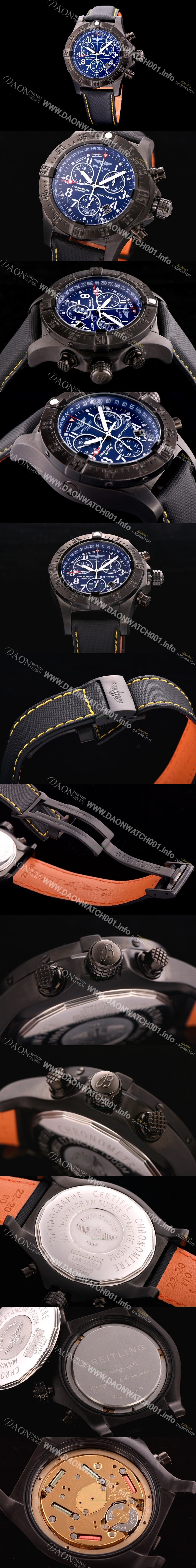 레플리카 [브라이틀링] 남성용 원드라이더 44mm 크로노그라프 쿼츠 블루다이얼 BRE0444