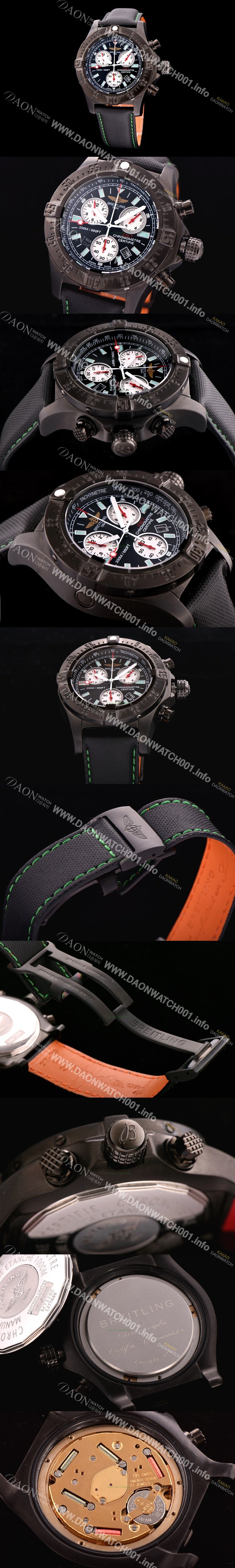 레플리카 [브라이틀링] 남성용 원드라이더 44mm 크로노그라프 쿼츠 블랙다이얼 BRE0442