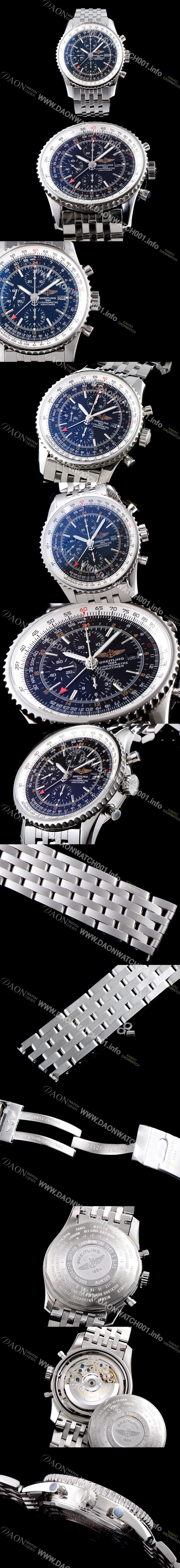 레플리카 [브라이틀링] 남성용 네비타이머 월드 43mm 크로노그래프 블랙 다이얼 오토매틱 무브먼트 BRE0212