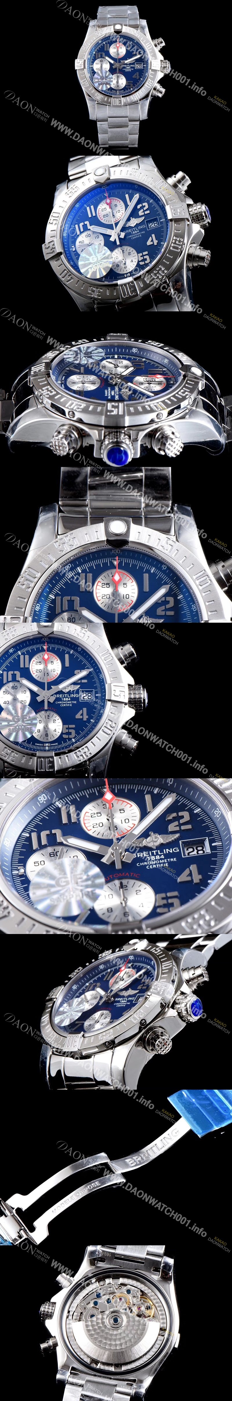 레플리카 [브라이틀링] 남성용 어벤져II A1338111/C870/170A 스카이랜드1884 크로노그래프 블루 다이얼 브레이슬릿 7750B-2오토매틱 무브먼트 BRE0233