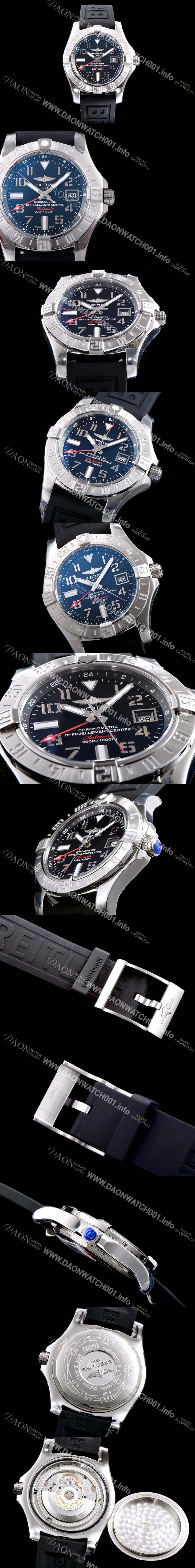 레플리카 [브라이틀링] 남성용 어벤져II A3239011|BC34|170A 씨 울프 크로노미터 블랙 다이얼 오토매틱 무브먼트 BRE0200