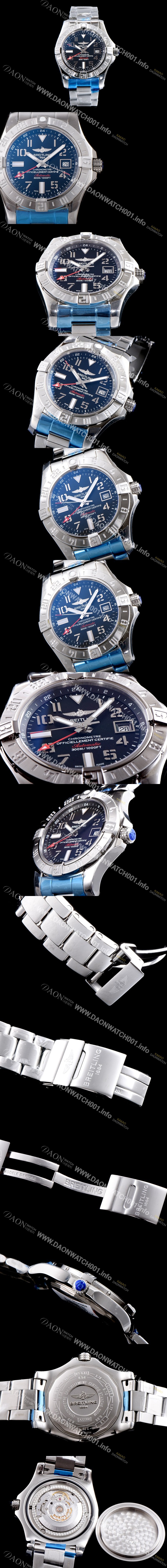 레플리카 [브라이틀링] 남성용 어벤져II A3239011|BC34|170A 씨 울프 크로노미터 블랙 다이얼 브레이슬릿 오토매틱 무브먼트 BRE0205