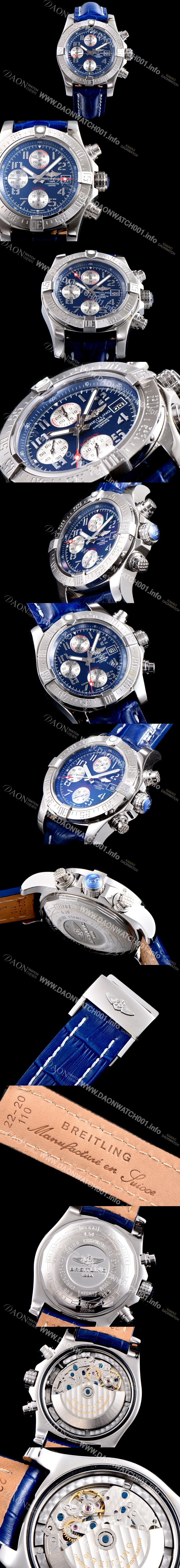 레플리카 [브라이틀링] 남성용 슈퍼 어벤져II A1338111|C870|158S|A20S.1 크로노그래프 블루 다이얼 오토매틱 무브먼트 BRE0201