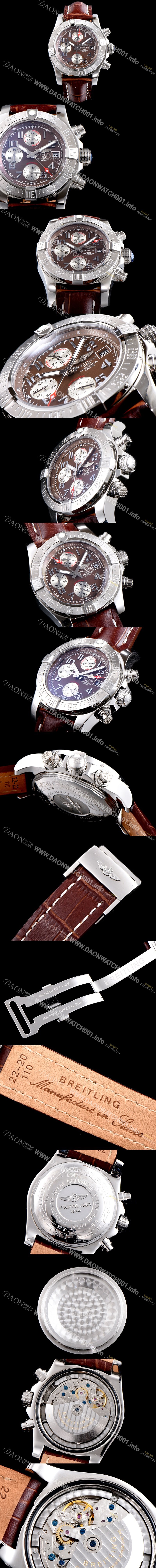 레플리카 [브라이틀링] 남성용 슈퍼 어벤져II A1338111|F564|170A 크로노그래프 브라운 다이얼 오토매틱 무브먼트 BRE0200